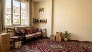 نمایی از خانه ایرانی و اسباب‌کشی که نشان می‌دهد بهترین زمان فروش وسایل دست دوم معمولاً در فصل‌های پرتقاضا است