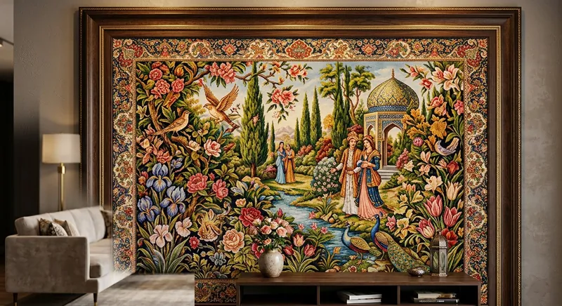 تصویری از یک تابلو فرش برای خریدار تابلو فرش دستباف