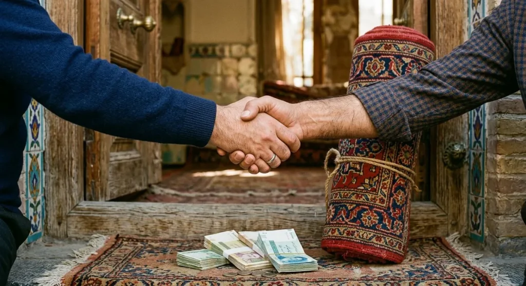 پرداخت نقدی خرید فرش ماشینی در محل توسط سمساری آفتاب