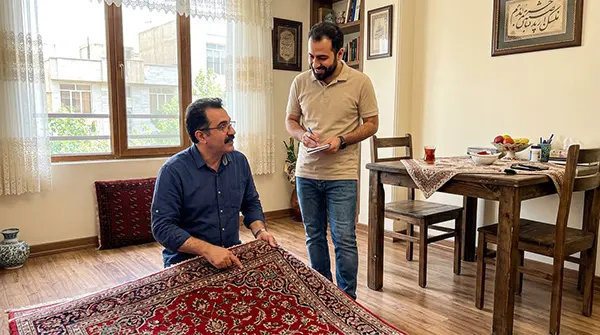 حضور کارشناس سمساری در صادقیه برای قیمت گذاری مبلمان و فرش در منزل مشتری
