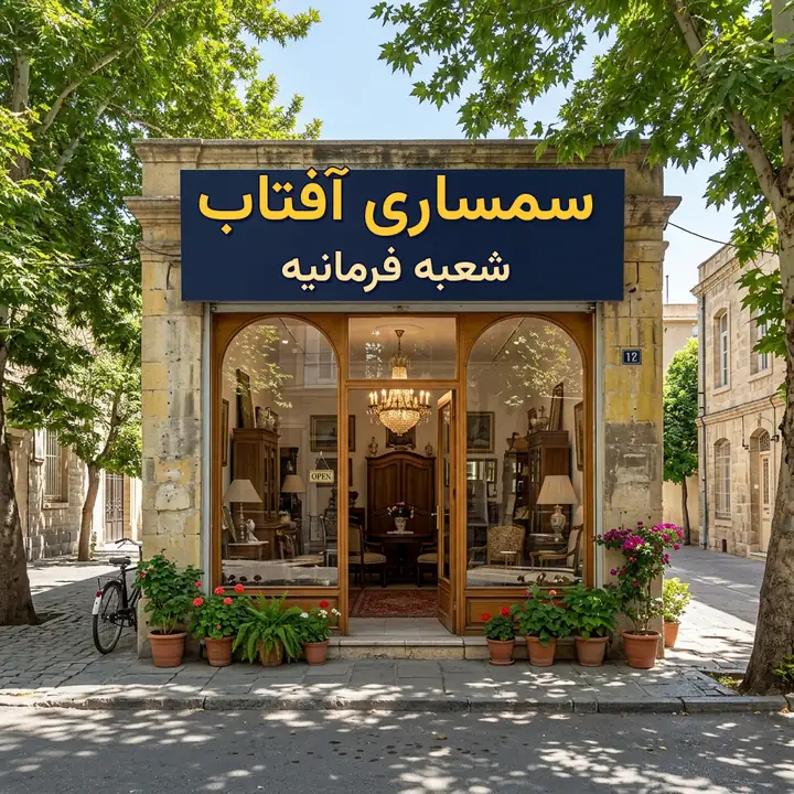 مغازه سمساری در فرمانیه با تابلوی سمساری آفتاب شعبه فرمانیه