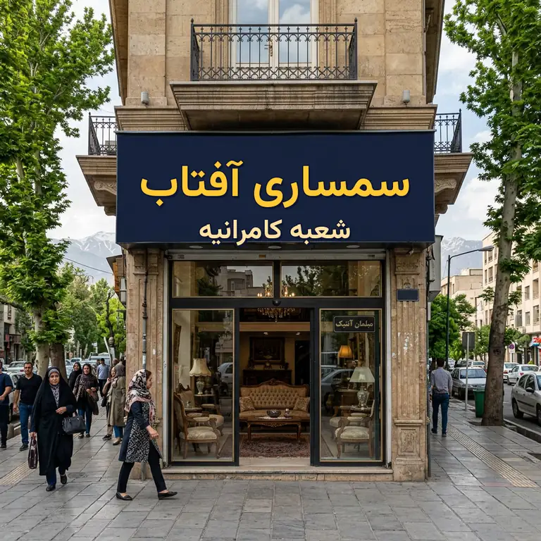 مغازه سمساری در کامرانیه با تابلوی سمساری آفتاب شعبه کامرانیه