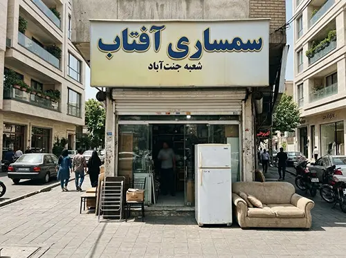 نمای مغازه سمساری در جنت آباد شعبه اصلی سمساری آفتاب
