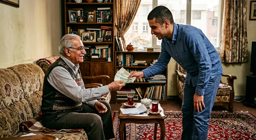 پرداخت نقدی سمساری در نارمک به پیرمرد بازنشسته در خانه