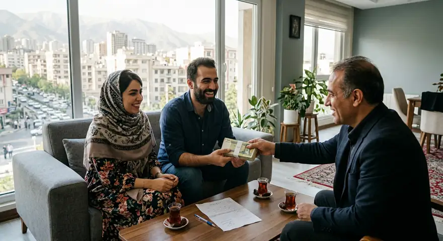پرداخت نقدی سمساری در تهرانسر به زوج جوان در خانه نوساز